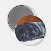 黒いパグパピー マグネット (正面/裏面)