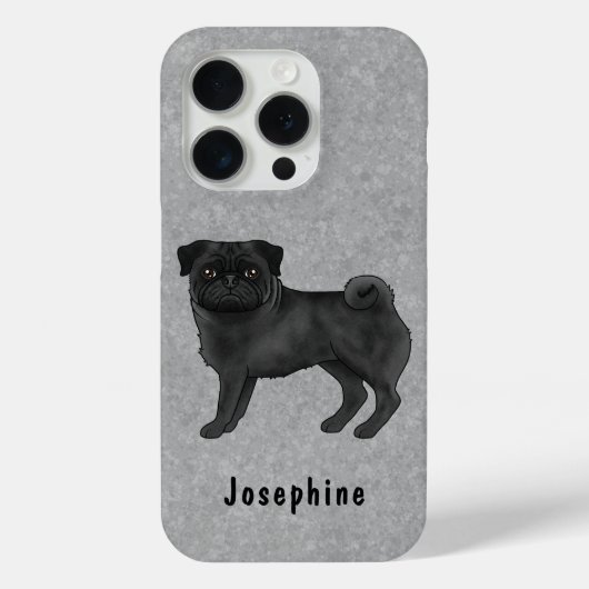 黒いパグモップス犬の名前のイラストレーション Case-Mate iPhoneケース (裏面)