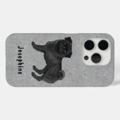黒いパグモップス犬の名前のイラストレーション Case-Mate iPhoneケース (裏面 (横))