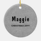 黒いパグモップドッグブリードデザインかわいい犬の頭グレー セラミックオーナメント (裏面)