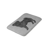 黒いパグモップブリードドッグ漫画イラストレーショングレー バスマット (アングル)