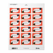 黒いパグ子豚パグダウン赤いドット ラベル (フルシート)