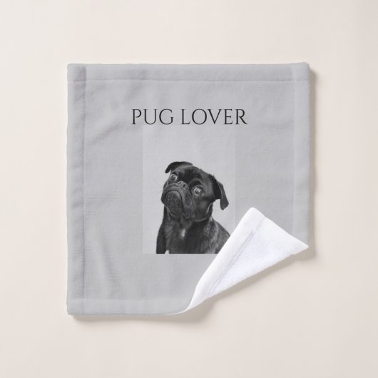 黒いパグ洗い布。 ウォッシュタオル (ウォッシュタオル)