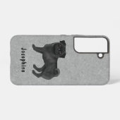 黒いパグ漫画の犬のスケッチグレーと名前 SAMSUNG GALAXYケース (裏面横)