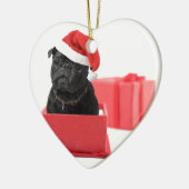 黒いパグ犬の現在かギフト セラミックオーナメント (左)