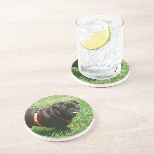 黒いパグ コースター (側面)