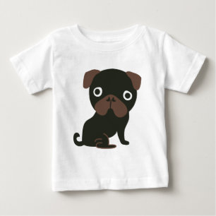 黒いパグ ベビーTシャツ
