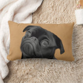 黒いパグ ランバークッション (ブランケット)