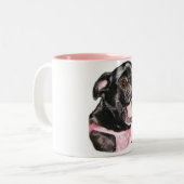 黒いパグWhassupか。! ツートーンマグカップ (正面左)