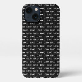 黒いパタカスタムーンにホワイトビジネスロゴ iPhone 13ケース