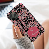 黒いパタスタイリッシューンにピンクの花名前をカスタムする Case-Mate iPhoneケース