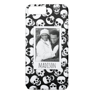 黒いパターンのカスタムな写真及び一流のスカル iPhone 8 PLUS/7 PLUSケース