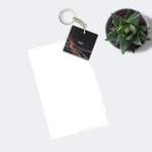 黒いパターンのジオメトリック波の名前 キーホルダー