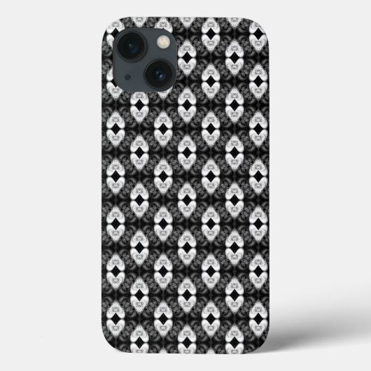 黒いパターンのツインハート Case-Mate iPhoneケース (裏面)