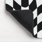 黒いパターンの上に波状の白モダンい マウスパッド (コーナー)