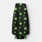 黒いパターンの緑の星 ボトルクーラー (正面)