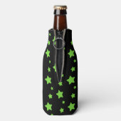 黒いパターンの緑の星 ボトルクーラー (ボトル裏面)