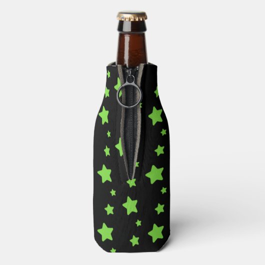 黒いパターンの緑の星 ボトルクーラー (ボトル裏面)