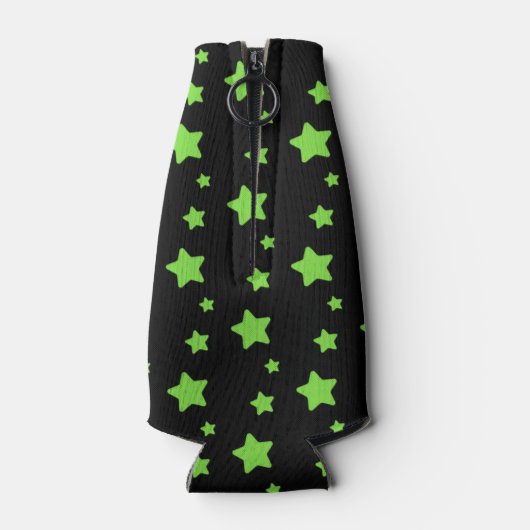 黒いパターンの緑の星 ボトルクーラー (裏面)