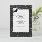 黒いパターンの誕生日ピンドット 招待状 (スタンド正面)