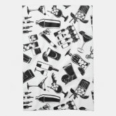 黒いパターンカクテルのバー キッチンタオル (縦)