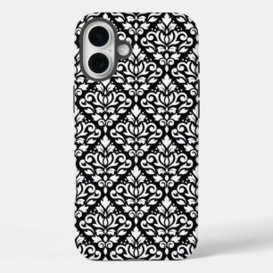 黒いパターン上にマスクの白をスクロール iPhone 16 PLUSケース