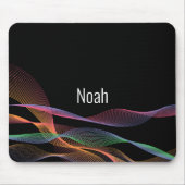 黒いパターン幾何学波マウスパッド マウスパッド (正面)