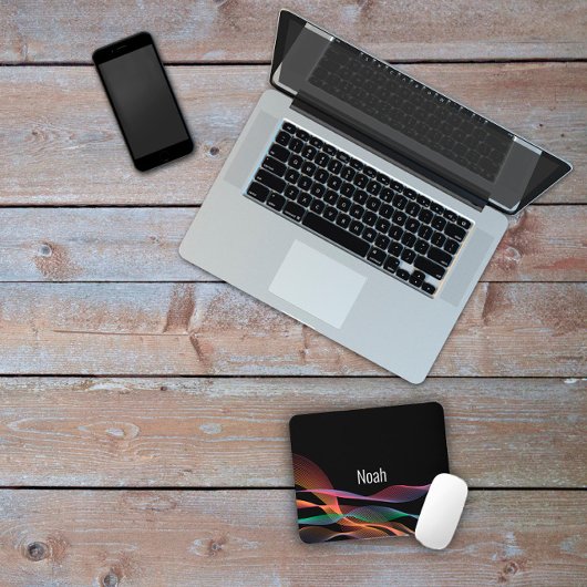 黒いパターン幾何学波マウスパッド マウスパッド