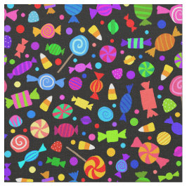 黒いパターン生地のハロウィンかわいいキャンデー ファブリック