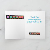 黒いパッチワークキルトのブロックの芸術は感謝していしています サンキューカード (内部)