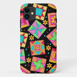 黒いパッチワークキルトの芸術のiPhone 5の箱 iPhone 11 ケース