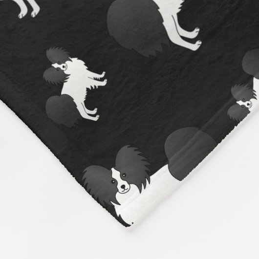 黒いパピロパーソナライズされたン犬に名前を付ける フリースブランケット (角)