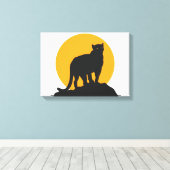 黒いパンサーサンセットシルエット キャンバスプリント (インサイチュ (ウッドフロア))