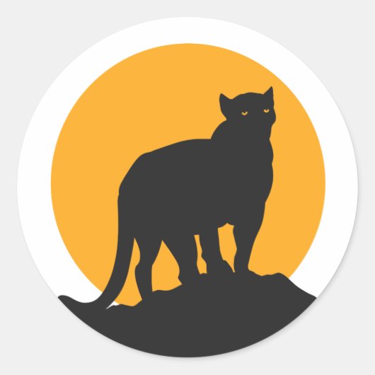 黒いパンサーサンセットシルエット ラウンドシール (正面)