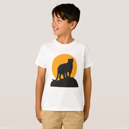 黒いパンサーサンセットシルエット Tシャツ (正面フル)