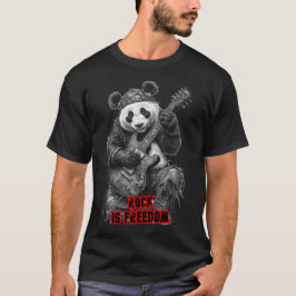 黒いパンダが言っています: ロックは自由  Tシャツ
