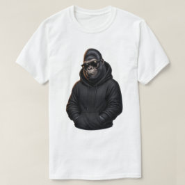 黒いパーカーを着たクールなゴリラ グラフィックTシャツ Tシャツ