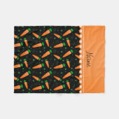 黒いパーソナライズされたオレンジのニンジン フリースブランケット (正面(横))