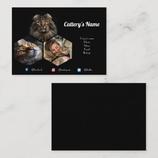 黒いパーソナライズされたコラージュの写真 名刺 (正面/裏面)