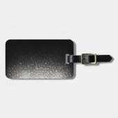 黒いパーソナライズされたスパークル荷物タグ ラゲッジタグ (正面横)