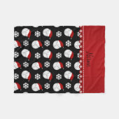 黒いパーソナライズされたバレーボールのサンタハットの名前 フリースブランケット (正面(横))