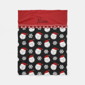 黒いパーソナライズされたバレーボールのサンタハットの名前 フリースブランケット (正面)