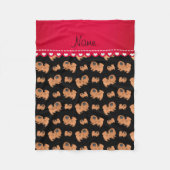 黒いパーソナライズされたペキゲスの犬の名前 フリースブランケット (正面)