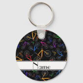 黒いパーソナライズされたマウンテンバイクと呼ぶ キーホルダー (正面)