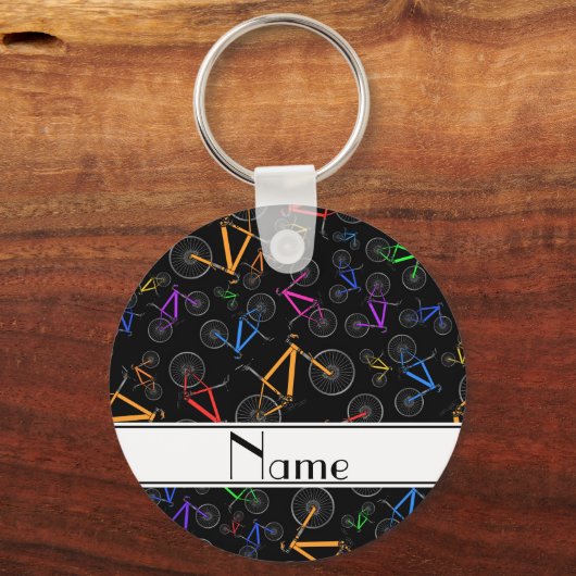 黒いパーソナライズされたマウンテンバイクと呼ぶ キーホルダー (正面)