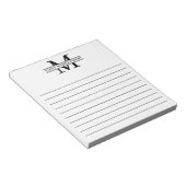 黒いパーソナライズされたモノグラム名が並ぶ ノートパッド (アングル)