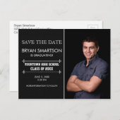 黒いパーソナライズされた写真の卒業式の日付を保存 ポストカード (正面/裏面)