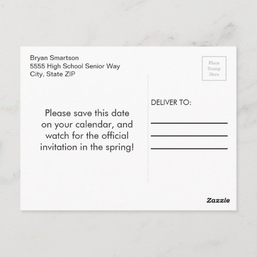 黒いパーソナライズされた写真の卒業式の日付を保存 ポストカード (裏面)