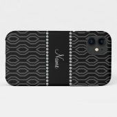 黒いパーソナライズされた幾何学的ダイヤモンドのパターン名 Case-Mate iPhoneケース (裏面(横))