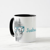 黒いパーソナライズされた柄の馬のマグ マグカップ (正面左)